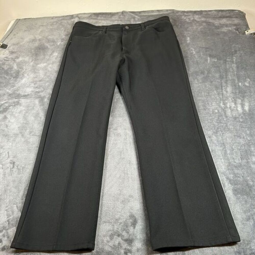 Wrangler Pants Mens 38x29" Black Chino Pleated Casual Outdoor Comfort Polyester